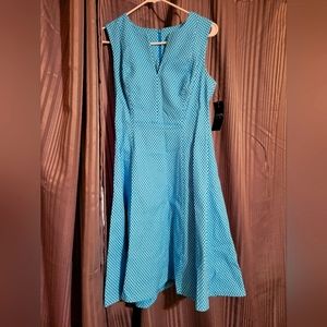 Chaps Blue and White Dress